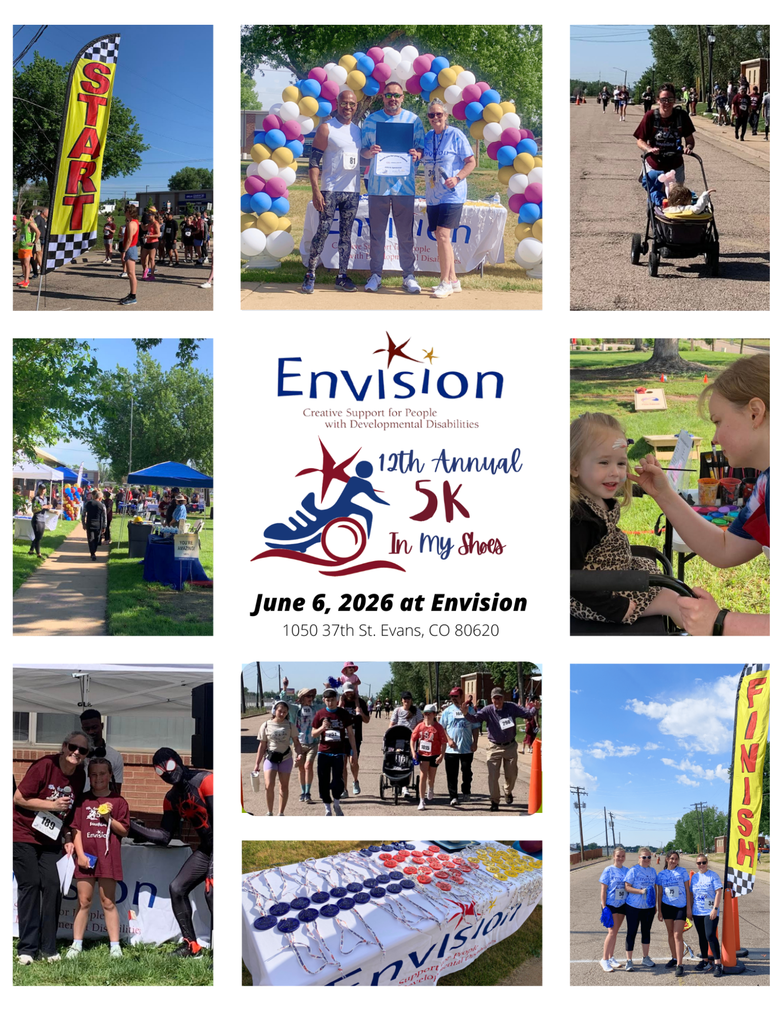 Collage of pictures from former 5K In My Shoes events.